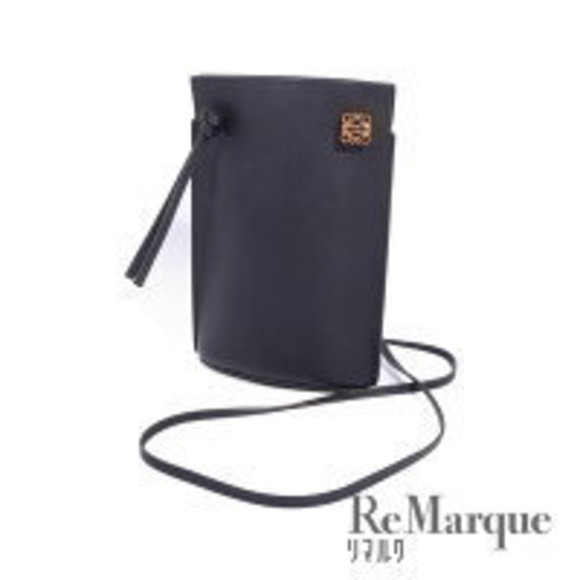 Loewe Handbags - LOEWE Dice Pocket Shoulder Bag Black Leather Mini
